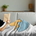 thumbnail image 3 of Golden Retriever Soft Flannel Fleece Throw Blanket, Puppy Sleeping on a Pillow in Cartoon Style Composition, Cozy Plush for Indoor and Outdoor Use, 50" x 60", Pale Orange Baby Blue, by Ambesonne, 3 of 5