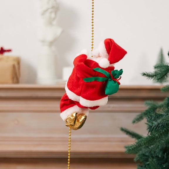 Clearance Party Light-up Decoration under $10,Christmas Climbing Santa Ladder Decoration Climbing Santa Doll Toy With Christmas Music Climbing Santa Ladder For Home Party Wall Tree Decoration(n