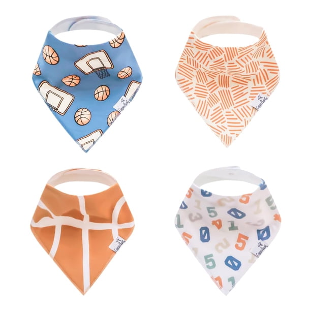 Set de regalo de algodón con forma de pañuelo para bebés Copper Pearl, paquete de 4 baberos