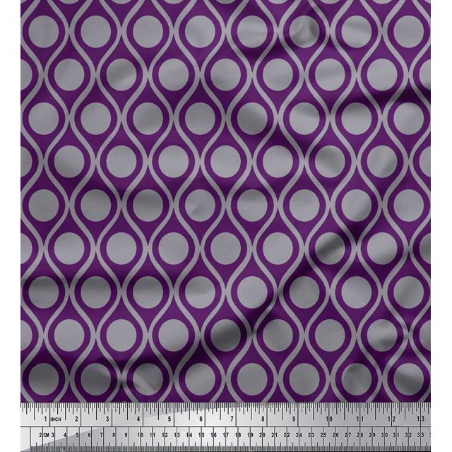 Soimoi Rayon Fabric Dot & Ogee Damask Decor Fabric Printed Yard 42 Inch Wide