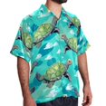 thumbnail image 2 of Turtle Seamless Men's Hawaiian Short Sleeve Printed Button Down Poplin Casual Summer Beach Shirt, Unisex, 2 of 6