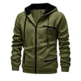 thumbnail image 4 of LYSMORA Men's Contrast Lined Full Zip Hoodie Jacket, Multi Zipper Pocket Raglan Long Sleeve Casual Athletic Zip Up Sweatshirt, 4 of 6