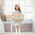 thumbnail image 7 of FORMRS Wearable Blanket Hoodie with Sleeves for Kids Cozy Flannel Sweatshirt, Purple Rainbow Clouds, 7 of 7