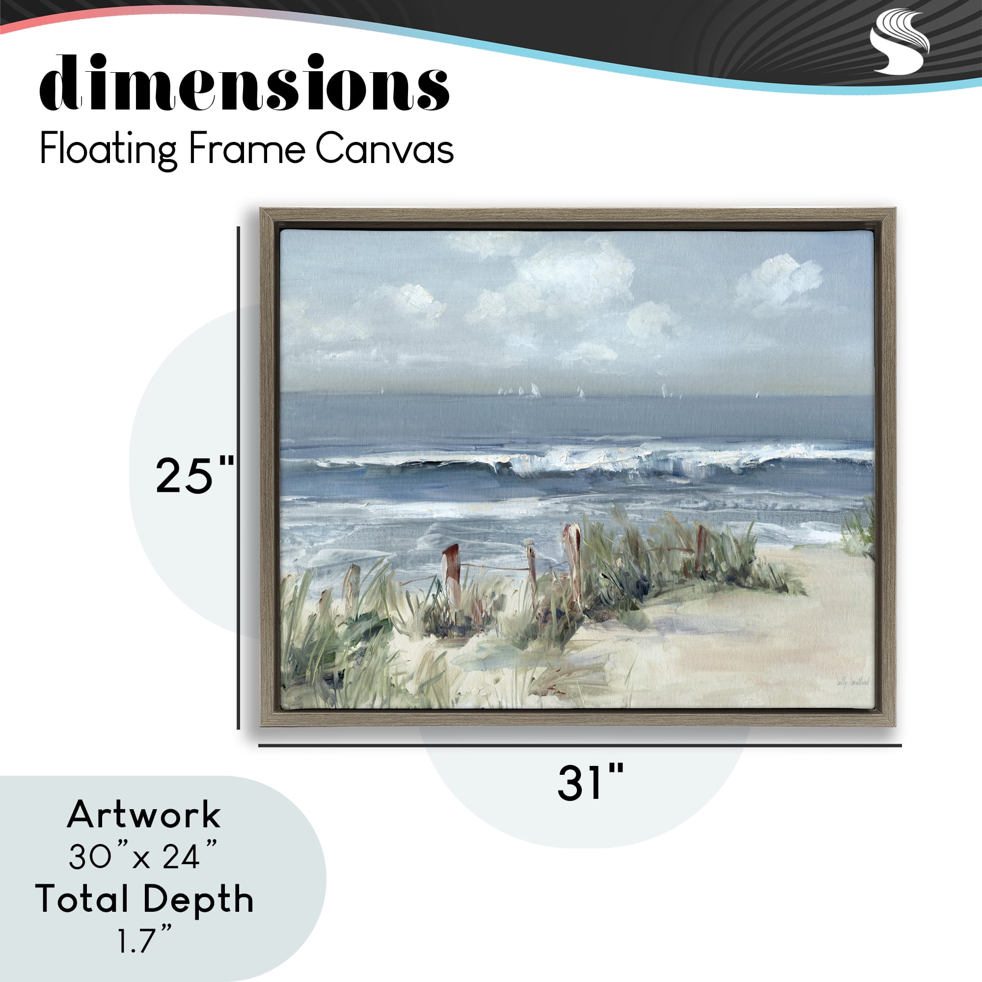 Stupell Industries Brushed Expression of Coast Brown Framed Floater Canvas Wall Art, design by Sally Swatland