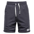 thumbnail image 1 of pstuiky Pantalones cortos casuales para hombre, Pantalones casuales de moda para hombre, lisos, con cordón, cintura elástica, pierna recta corta Pantalones cortos de entrenamiento, 1 of 9