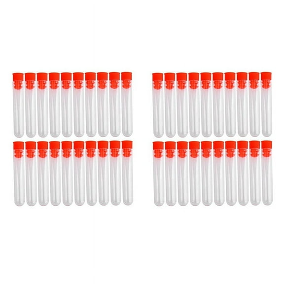 40 Pcs Non-Completed Plastic Test Tubes Lab Test Tool with Screw Cap Transparent, 12 x 60mm