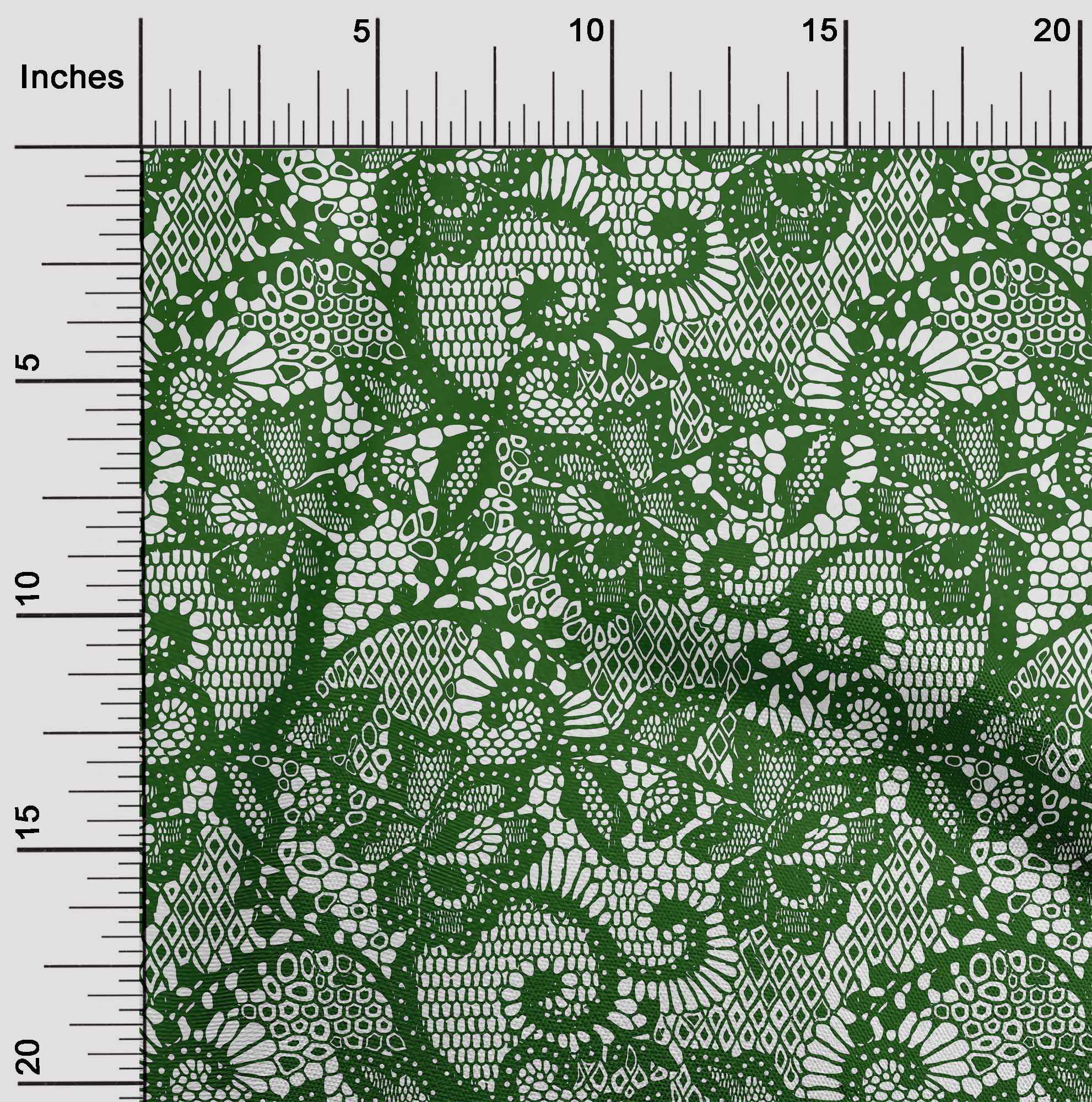 oneOone Cotton Cambric Dark Green Fabric Lace Floral Sewing Craft Projects Fabric Prints By Yard 56 Inch Wide
