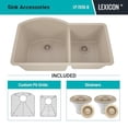 thumbnail image 4 of 32" x 20" Quartz Kitchen Sink, Double Bowl Sink, Drop-in Sink, Undermount Sink, Granite Kitchen Sink, Galaxy Beige Kitchen Sink, with Grids, Basket Strainer and Flange Lexicon Platinum LP-7030-B, 4 of 7