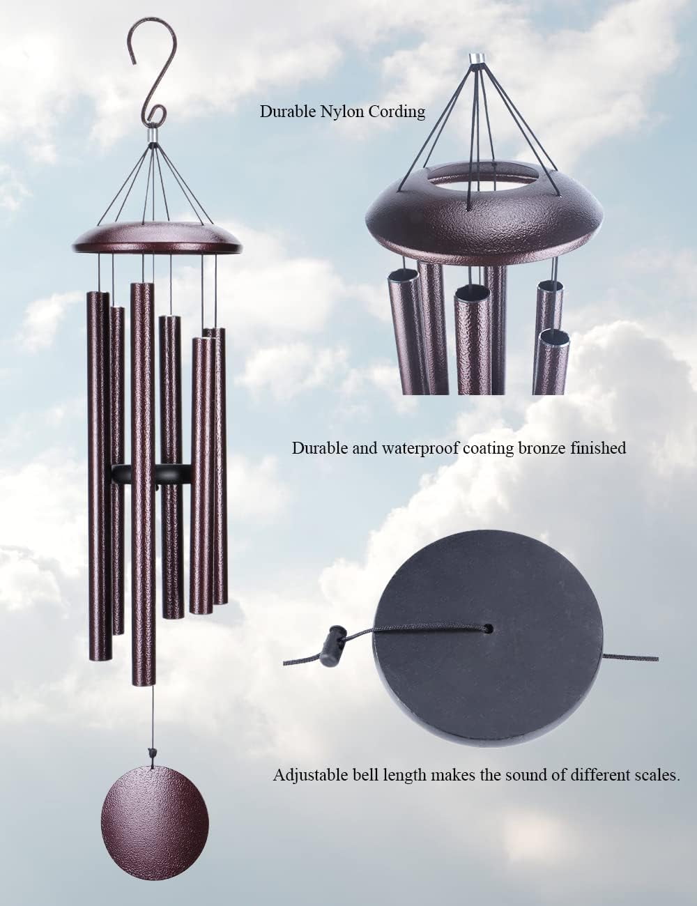 Wonder Garden Outdoor Metal Wind Chime With Deep Soothing Tone  Perfect Gift For Garden, Patio, Outdoor Decoration