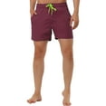thumbnail image 1 of Pantalones cortos de baño INSPIRE CHIC para hombres, con cintura elástica y cordón, forro de malla, Burdeos 38, 1 of 6
