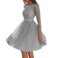 thumbnail image 2 of Joernso Evening Party Women See-through Sequins 3/4 Sleeve Backless Dress Gown, 2 of 8