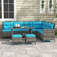 thumbnail image 2 of Outsunny 6 Pieces Patio Dining Set Wicker Outdoor Furniture Set, 2 of 10