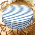 thumbnail image 2 of Tchckioa Stripes Blue White Round Tablecloth,Waterproof Table Cloth Cover for Dinner Kitchen,60 Inch,Black, 2 of 6