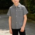 thumbnail image 2 of Cethrio Boys' Button Down Shirts, Casual Summer School Uniform Boys Short Sleeve Shirts Plaid Shirts Gray Size 5-6 T, 2 of 5