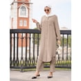 thumbnail image 4 of IWEMEK Womens Muslim Suits Casual Fall Kaftan Comfy Abaya 2 Pieces Sets for Women Arabian Prayer Eid Suit khaki Outfits, 4 of 7