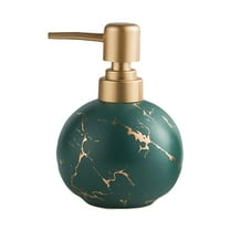Marble Ceramic Soap Dispenser - 8.4oz Rust-Free Gold Pump for Bathroom & Kitchen | Compact Countertop Decor with Non-Fade Finish | Hand Soap & Lotion Bottle for Sink Vanity