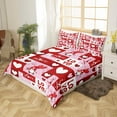 thumbnail image 3 of Pink Valentines Duvet Cover King Romantic Red Gnome Bed Sets Bedroom Decor Kawaii Heart Pattern Bedding Set Romantic Love Theme Comforter Cover Patchwork Geometric Quilt Cover With 2 Pillow Covers, 3 of 6