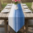 thumbnail image 6 of Blue White Ombre Table Runner Linen Burlap Table Runner 70 Inches Long Modern Abstract Striped Lines Art Dresser Scarves for Kitchen Island Coffee Dining Party Wedding Banquet Holiday Decor 13"x70", 6 of 8