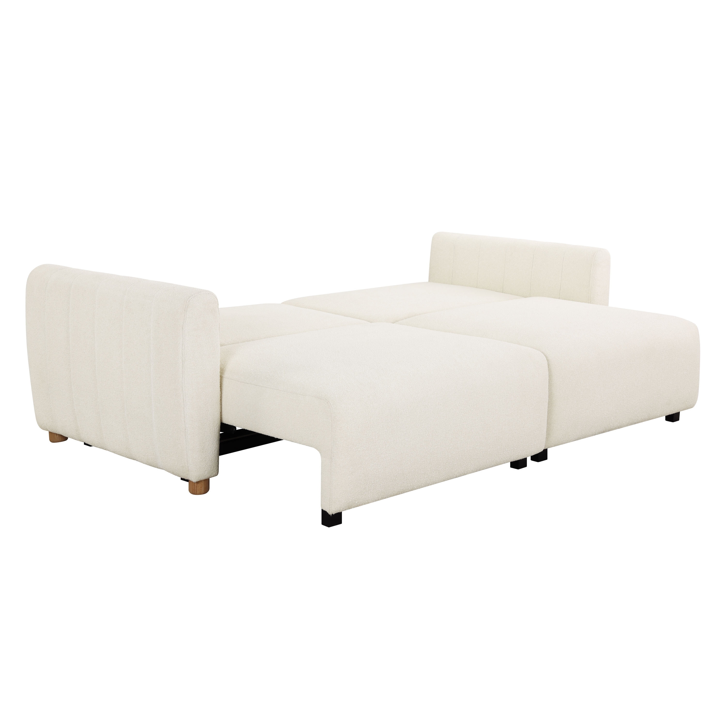 Serta Grant Scandinavian Convertible Sofa with Queen Size Sleeper, Ivory Boucle Fabric
