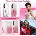 thumbnail image 4 of Phone Case for Samsung Galaxy S23 FE Case Clear Glitter Sparkle Aesthetic Samsung S23 FE Case Silicone Soft Flower Transparent Shockproof Cover Purple Slim (Pink), 4 of 14