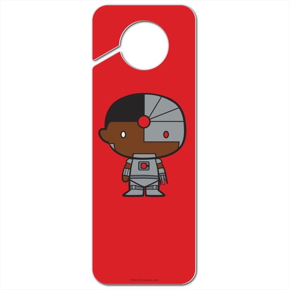Justice League Cyborg Cute Chibi Character Plastic Door Knob Hanger Sign