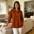 thumbnail image 7 of KLHDSF Polo Shirts for Women 3/4 Sleeve Tops Golf Tees | Women's Polo, 3/4 Sleeve, Collared, 3-Button, Three Quarter, Golf, Cotton Blend, Casual, Business, Work, Soft, Breathable Ginger M, 7 of 7