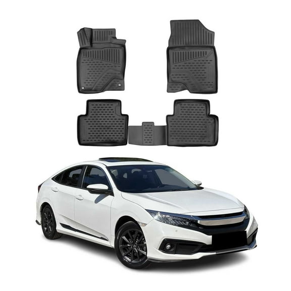 OMAC Floor Mats Liner for Honda Civic 2016-2018 Sedan Black TPE All-Weather 4Pcs