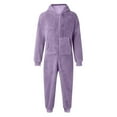thumbnail image 4 of Boys Girls Zip up Fleece Jumpsuits Fuzzy Hooded Rompers Kids Cute Onesie Romper Warm Winter Loungewear with Pocket, 4 of 6