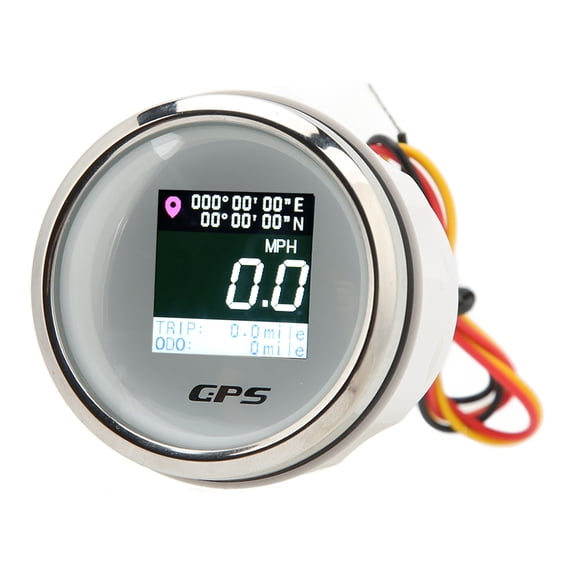 52mm Universal GPS Speedometer Odometer 0-999.9 MPH Boat RV Motorcycle Gauge LCD White Dial Silver Cover DC 9-32V