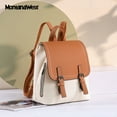 thumbnail image 7 of Montana West Small Backpack for Women Vegan Leather Mini Backpack Purse for Women Colorblock Backpack Cute Convertible Shoulder Bag, Beige, 7 of 7