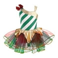 thumbnail image 5 of iiniim Girls Sleeveless Candy Cane Striped Christmas Dance Ballet Leotard Figure Ice Skating Tutu Dress Green 4, 5 of 7