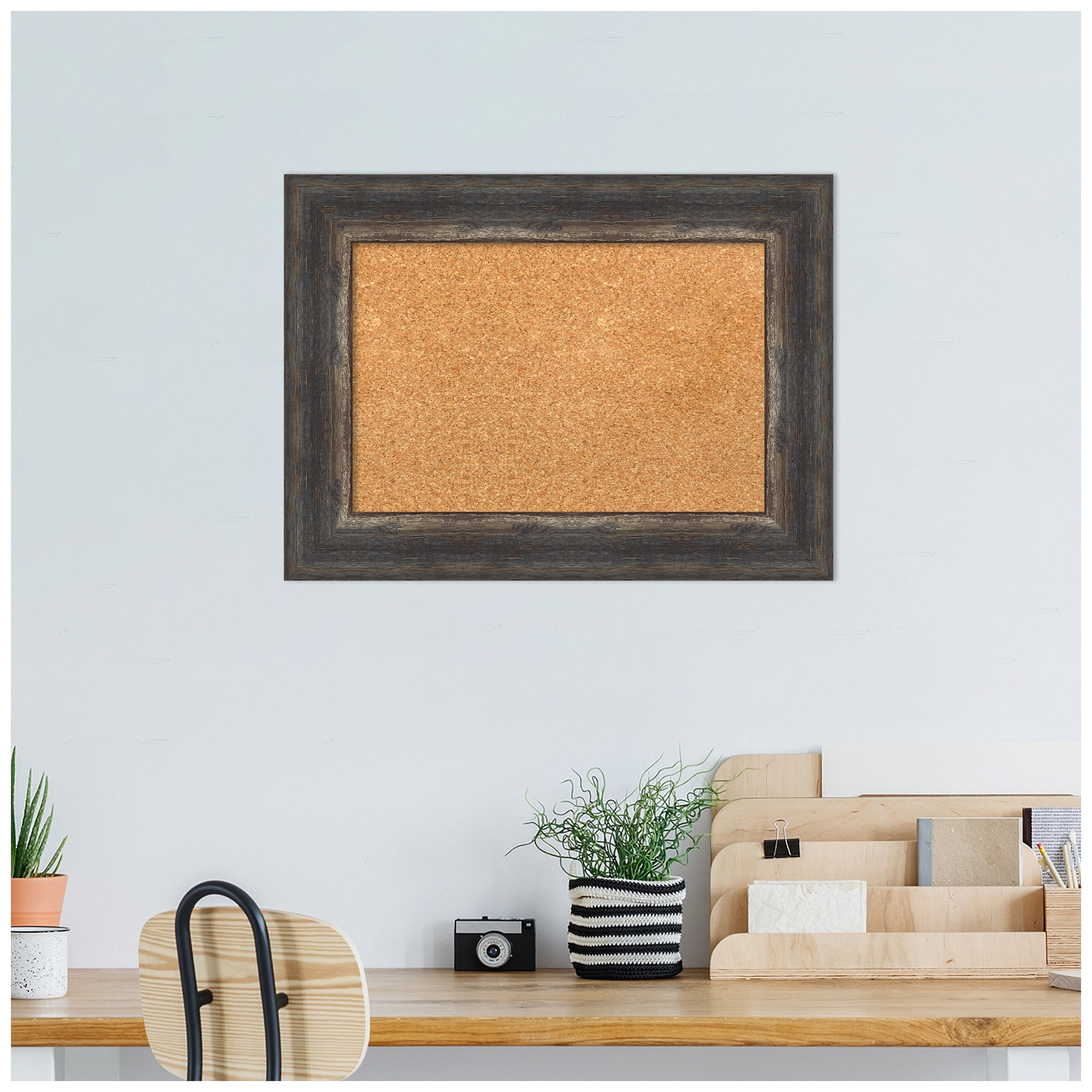 Amanti Art Natural Cork Board Framed Bark Rustic Char Bulletin Board 23 in. x 17 in.