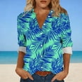 thumbnail image 1 of TaTaai Ladies Casual Lapel Long Sleeve Shirt Cotton Linen Like Hawaiian Print All Over Pattern Fashion Top for Spring Summer Fall Daily Street Wear Soft Comfortable Stylish Blouse Gift, 1 of 6