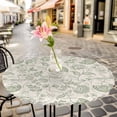 thumbnail image 3 of Pastoral Flowers Green Elastic Fitted Round Table Cover Farmhouse Floral Waterproof Outdoor Tablecloth for Holiday Party, Picnic, Patio & Dining Fits Tables Up to 55"-60", 3 of 8