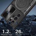 thumbnail image 3 of Sliding Window Lens Protection Case for Samsung Galaxy S24, Heavy Duty Shockproof Phone Cover with Folding Rotating Magnetic Bracket for Samsung Galax, 3 of 5