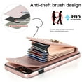 thumbnail image 5 of for iPhone 8 Plus / iPhone 7 Plus Wallet Case, Back Card Slots/Bag Magnetic Button Ring Holder Stand Cover with RFID Blocking Wrist Hand Strap Luxury PU Leather Anti-Shocks Case,Rosegold, 5 of 9