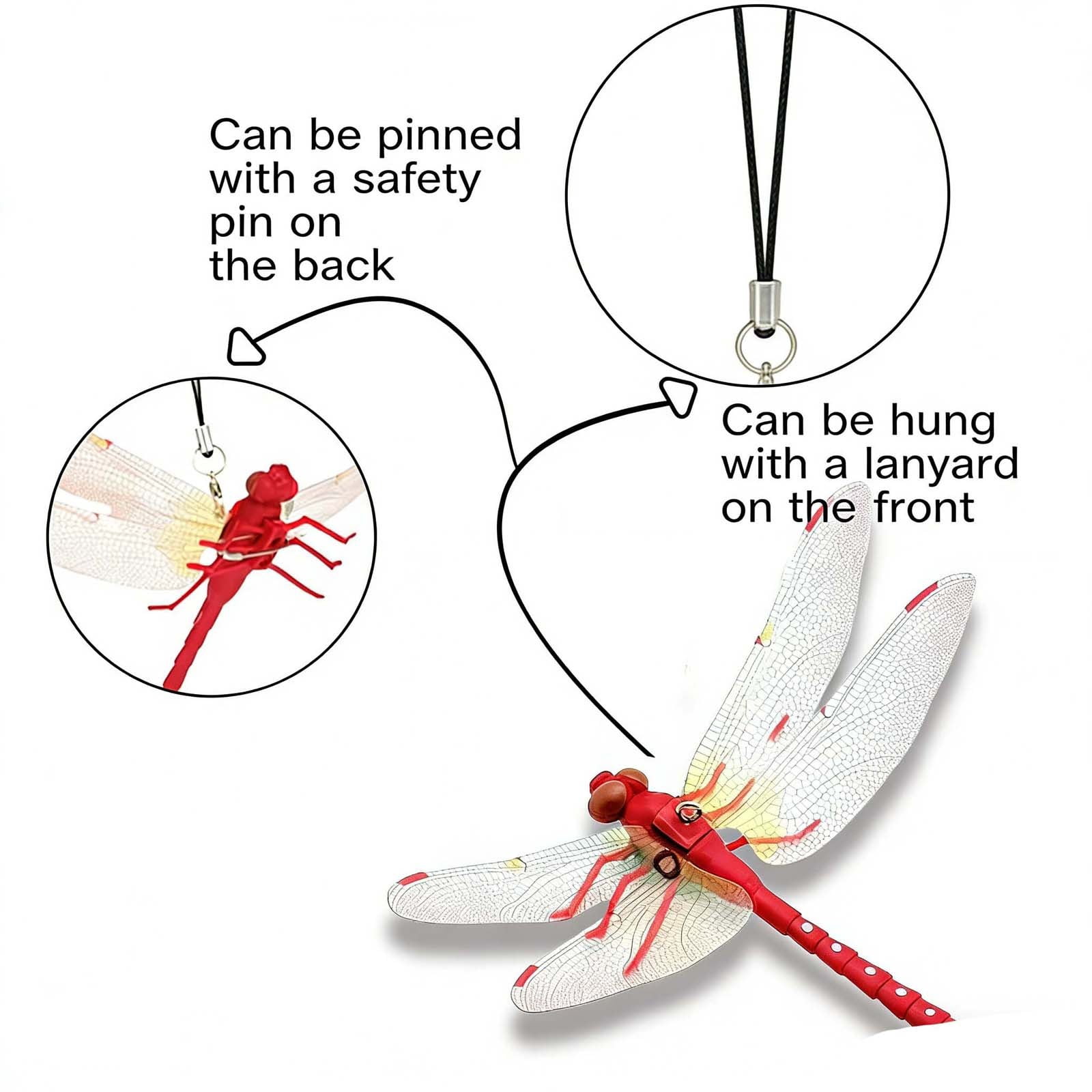Indoor & Outdoor Fake Dragonfly Clip,Dragonfly Clip Bug Repellent, 3D Dragon Fly Garden Stakes & Hat Simulation Decor, Garden Bird and Fly Scare Devices