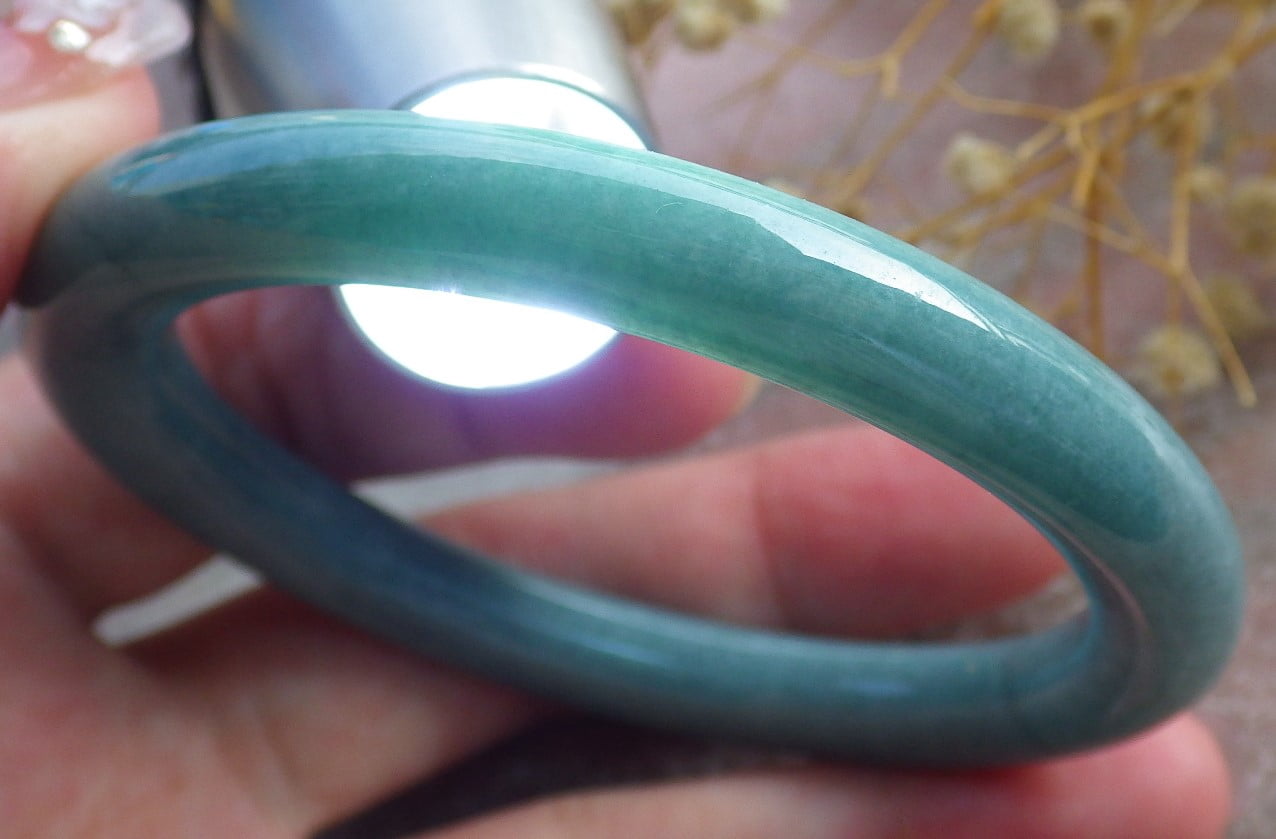 Green Natural A JADE Jadeite Circle Bangle Bracelet 55 mm 682108 TN