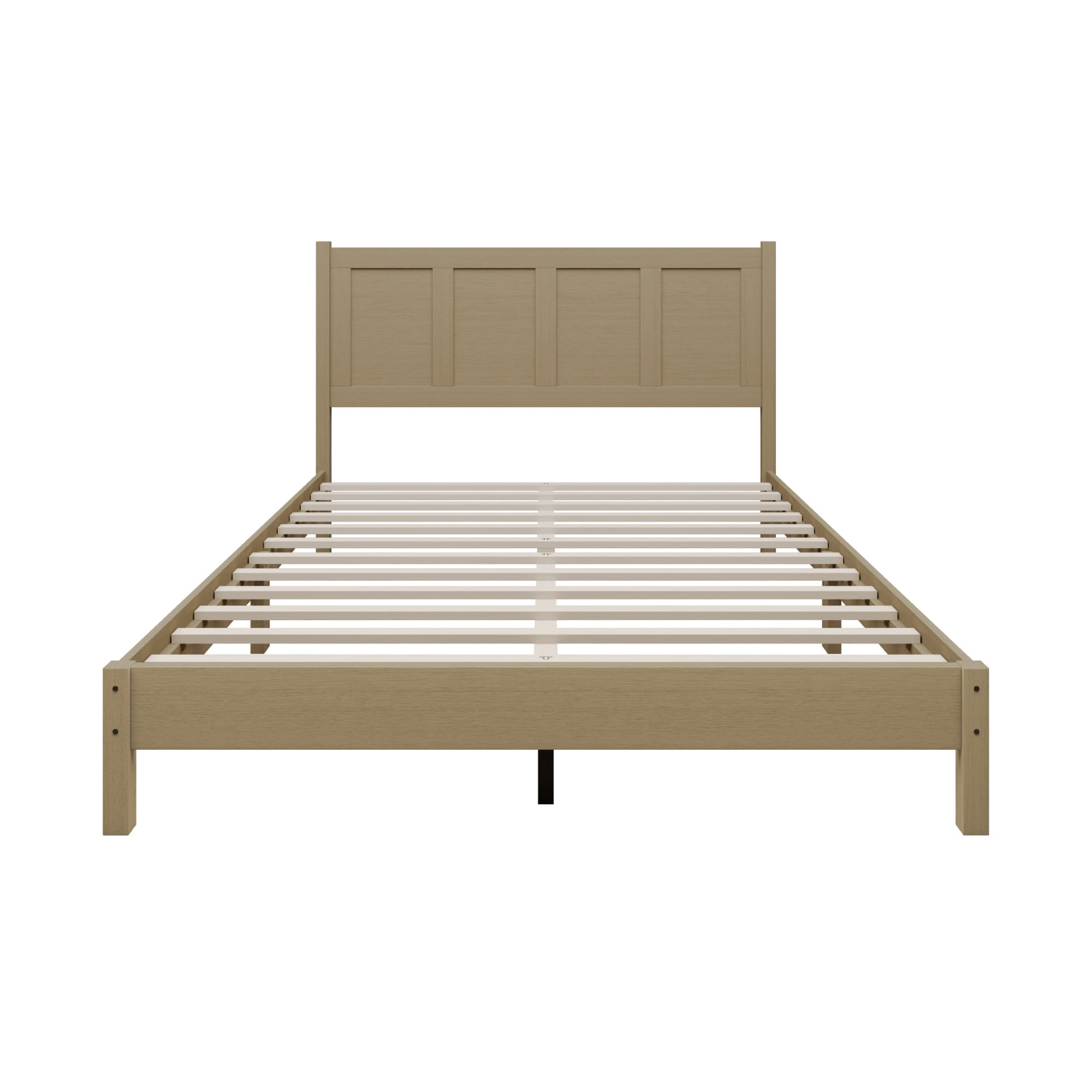 Home Design Rogers Twin Solid Wood Platform Bed Frame with Panel Headboard, No Box Spring Needed, Gray