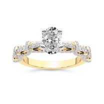 IGI Certified 1 Carat Oval Shape Lab Grown Diamond Engagement Ring | 14K Yellow Gold | Ciara Petite Station Style Diamond Ring | FG-VS1-VS2 Quality Friendly Diamonds