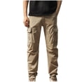 thumbnail image 2 of Pantalones largos para hombre, cintura elástica, transpirables, cómodos, suaves, informales, de playa, de poliéster, 2 of 4