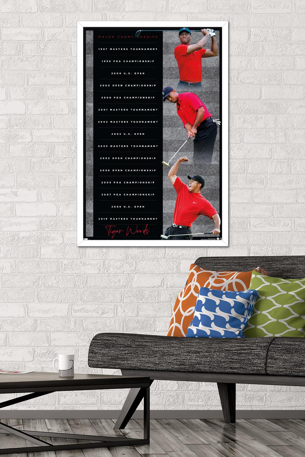Tiger Woods - Majors Wall Poster, 22.375" x 34" Framed