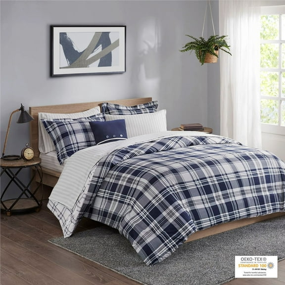 Madison Park Essentials Patrick King 8 Piece Comforter Set with Bed Sheets - Navy