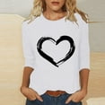 thumbnail image 2 of Lenpel Women's 3/4 Sleeve Shirts Plus Size Crew Neck Heart Print Loose Casual Tee Tops Spring Summer Blouses, 2 of 4