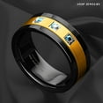 thumbnail image 3 of Tungsten Rings for Men Wedding Bands for Him Womens Wedding Bands for Her 8mm Black Brushed Gold Diamonds, 3 of 8