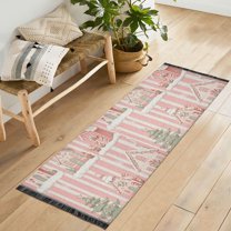 Yayeee Runner Rug for Bedroom 2'x6' Machine Washable Hallway Non Slip Mat, Light Green Christmas Houses