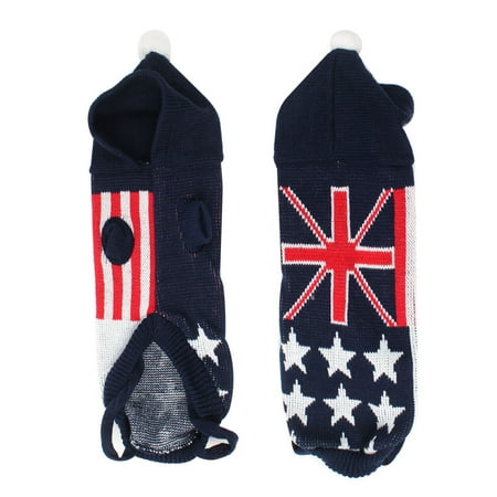 Dog Accessories Uk - Unique Bargains Pet Dog Puppy Navy Blue Red Knitted UK Flag Print Sleeves Sweater Costume S