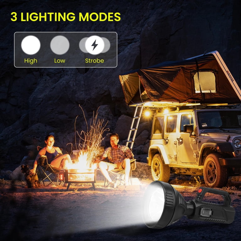 big rechargeable flashlight PFSN professioner Powerful Waterproof Searchlight with P50 LED Brightest 6000 Lumen Tactical Flashlight Super Bright Torch Best for Hiking Hunting Camping Outdoor Sport the Bigger Better Brighter flashlight doubles as a 30 Nebo 6692 2000 Lumens Redline