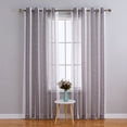 thumbnail image 1 of Haperlare 52" x 84" Sheer Window Curtains Farmhouse Stripe Living Room Curtains Grommet Light Filtering Voile Drapes, Purple, 2 Panels, 1 of 6