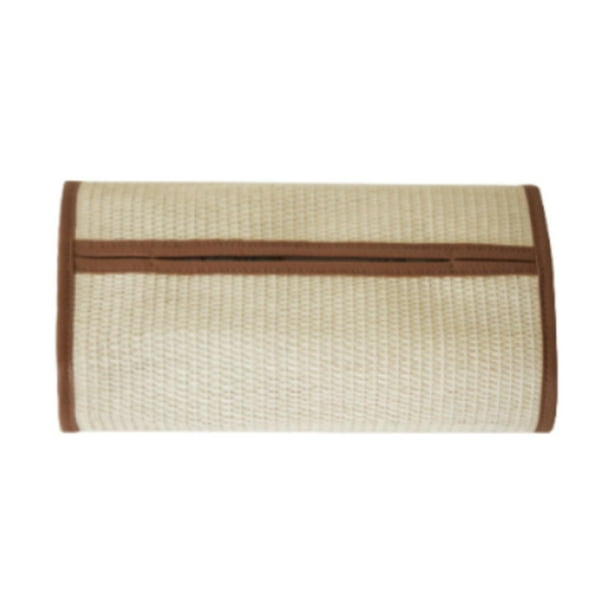 Caja de pañuelos tejida, caja de almacenamiento de pañuelos, dispensador rectangular reutilizable, estuche de pañuelos para Marrón